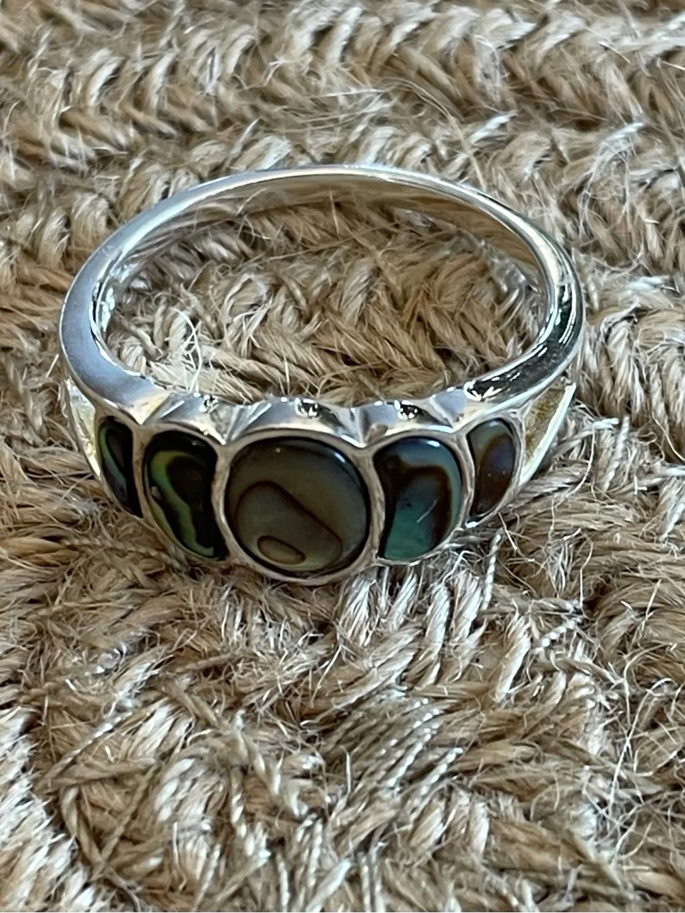 Vintage Abalone 925‎ Sterling Ring Artesian Design Womens 11